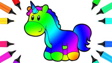 cute rainbow unicorn drawing  coloring   magic marker youtube