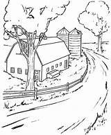 Coloring Pages Farm Scenes Country Landscape Scene Kids Barn Countryside Printable Adults Adult Road Life Farming Dirt Sheets Print Color sketch template