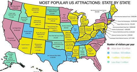 tourist map  usa tourist attractions  monuments  usa