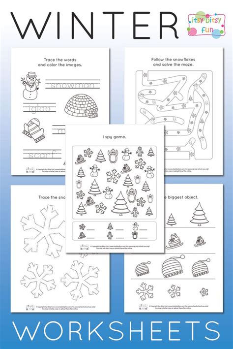 winter worksheets  kindergarten  kindergarten worksheets fun