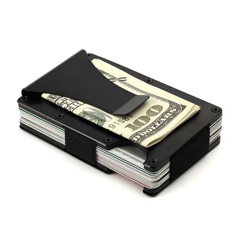 men minimalist wallet metal rfid blocking clamp credit card case money