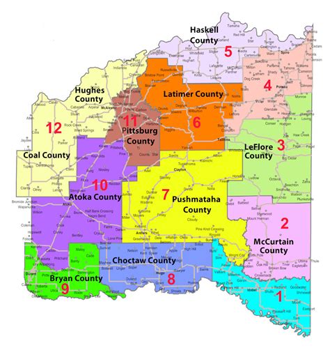 choctaw nation counties map map  west