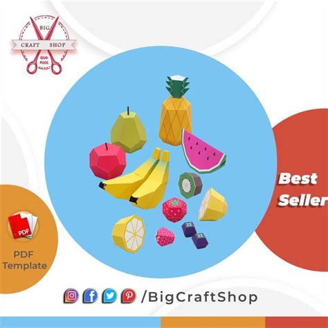 fruit set papercraft  papercraft fruits papercraft  poly model