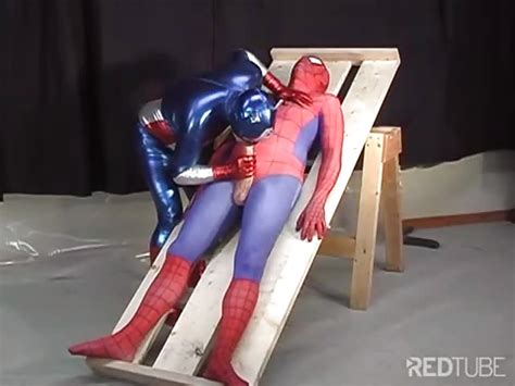 spider man is stroked and sucked