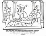 Esther Coloring Bible Pages Queen Dinner Party King Activities Xerxes Haman Kids Whatsinthebible School Color Story Printable Preschool Hosting Crafts sketch template