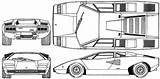 Countach Lamborghini Lp400 Blueprints 1974 Blueprint Coupe Lp Car Blueprintbox Plans sketch template
