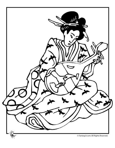 geisha princess coloring  coloring pages princess coloring
