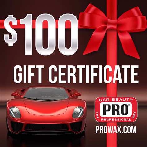 pro car beauty products  gift certificate