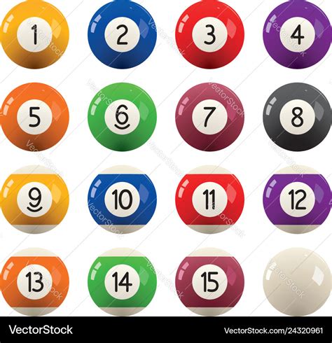 collection billiard pool balls  numbers vector image