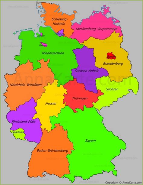 deutschland karte mit bundeslaender laender annakartecom