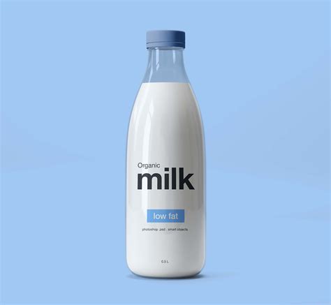 glass milk bottle mockup psd