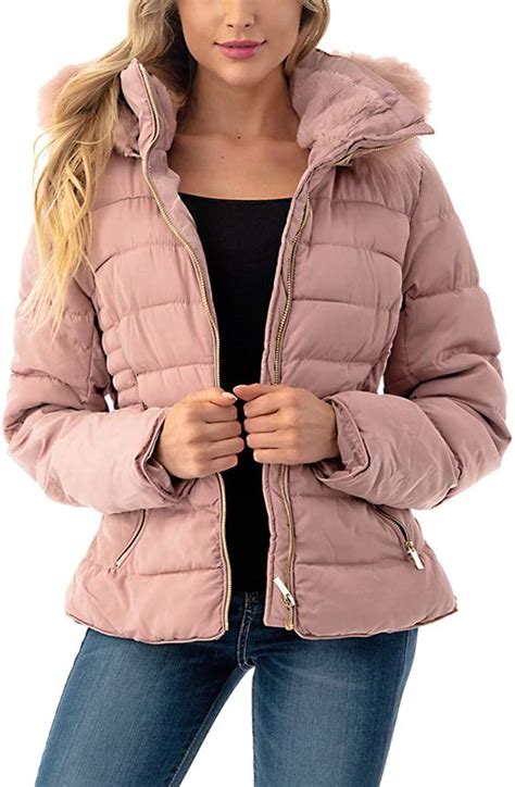 Fashionazzle Women S Short Puffer Coat With Removable Faux