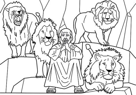 daniel   lions  daniel   lions den coloring page