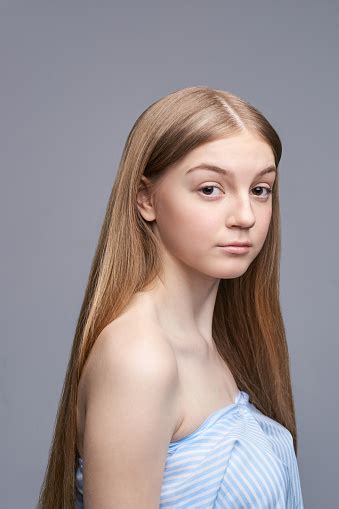 young pretty woman studio portrait cosmetology concept stock photo