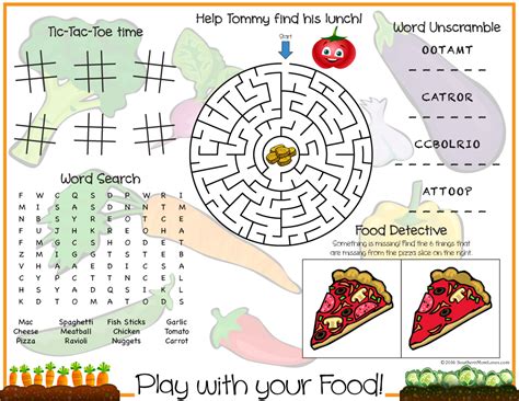 southern mom loves play   food printable kids placemat games