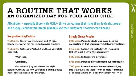 routines  kids  adhd  sample schedule