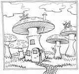 Grzybami Adults Champignon Coloriage Dessin Kolorowanka Fairies Druku Toadstools Trippy Getdrawings Grzyby Grzyb Automne Visiter Drukowanka Wydrukuj Malowankę Colorir Colorings sketch template