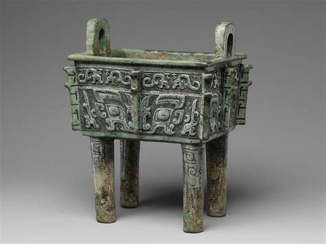 rectangular cauldron fangding china shang dynasty ca 1600 1046