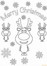 Christmas Merry Coloring Pages Cards Card Reindeer Cartoon Color Printable Kids Holidays Online Print sketch template
