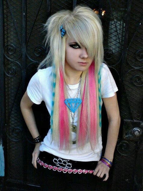 Cute Emo Girl Colorful Hair Emo Hairstyle Adorable Emos Girl