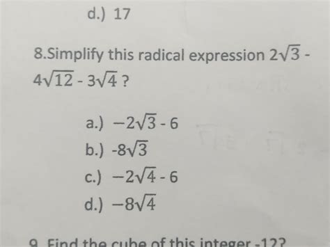 grade  math radical expressions simplify  radical expression