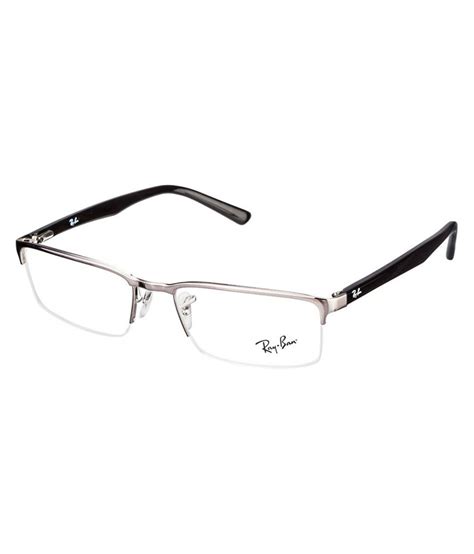 ray ban grey metal half rim frame eyeglasses buy ray ban grey metal