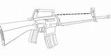 M16 Drawing Barrel Shotgun Double Rifle Getdrawings Gun sketch template