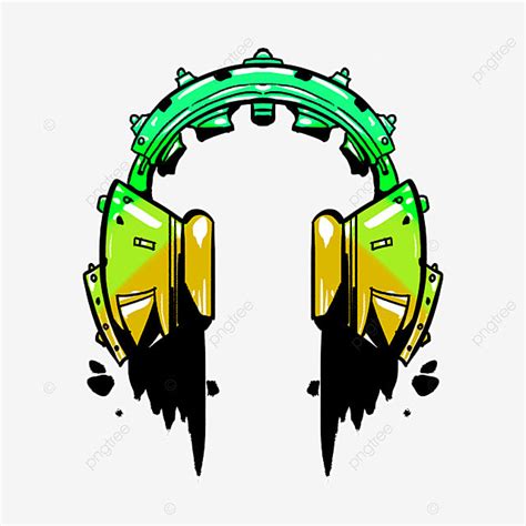 headphones clipart transparent png hd yellow green gradient graffiti  headphones