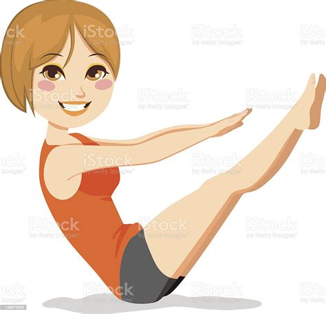 A Cartoon Animated Female Pilates Instructor Stock Illustration