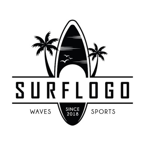 surfing logo premium vector