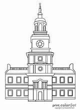 Hall Independence Coloring Pages Birthplace America Might Printcolorfun sketch template