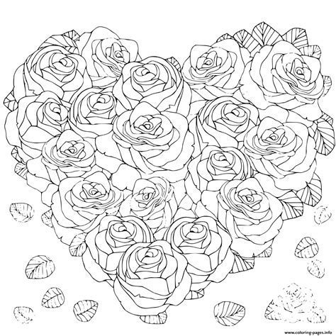 beautiful heart   roses coloring page printable