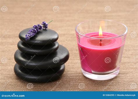 lavender spa stock image image  candle flower stones