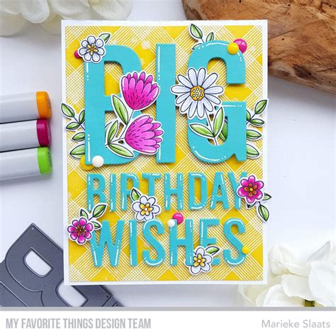 big birthday wishes die namics mft stamps