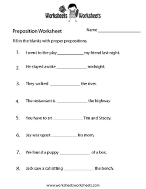 prepositions worksheets worksheets worksheets