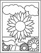 Coloring Sunflower Sunflowers Kids Pages Sheets Background Clouds Pdf Printables Colorwithfuzzy sketch template