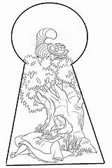 Wonderland Alice Coloring Keyhole Drawing Pages Tattoo Key Drawings Deviantart Book Tattoos Mad Doorknob Color Disney Arch Hole Line Were sketch template