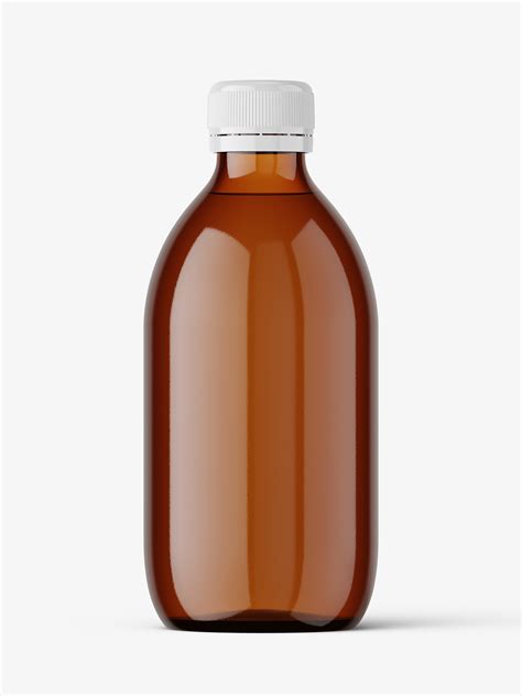 amber syrup bottle mockup  ml smarty mockups