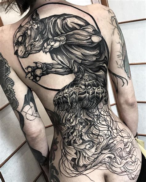 Awesome Big Cat Tattoo On Back By Fredao Oliveira Cattattoo Back