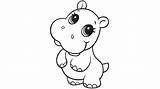 Hippo Coloring Cute Baby Animal Pages Cartoon Kids Clipart Outline Easy Drawings Girl Animals Printable Hippopotamus Hippopotame Coloriage Drawing Sticker sketch template