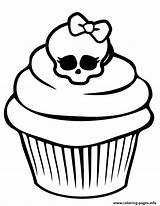 Cupcake Coloring High Pages Monster Skullette Printable Print Color sketch template