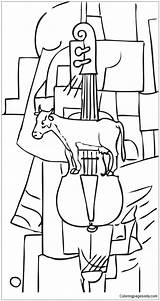 Cow Violin Malevich Pages Kazimir Coloring Color sketch template