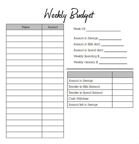 weekly budget templates   ms word excel  weekly budget