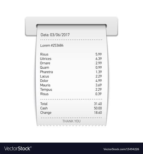 sales printed receipt sales slip shopping paper vector image