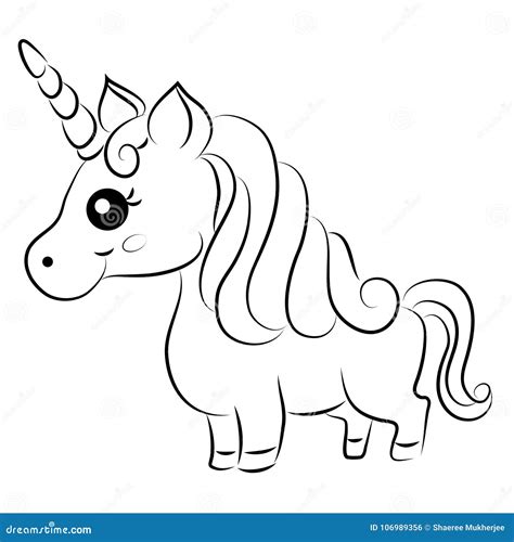 cute cartoon vector unicorn coloring page stock vector illustration