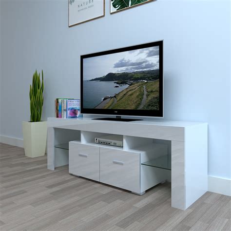 clearance modern white tv stand cabinet  rgb led lights