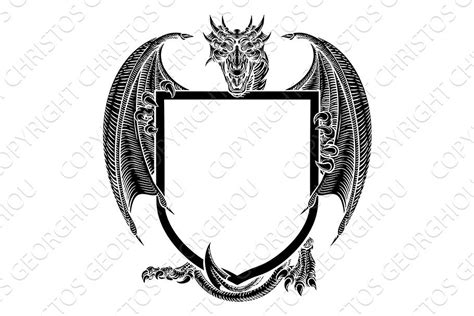 dragon crest coat  arms shield heraldic emblem custom designed