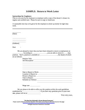 samplereturn  work letter  template pdffiller