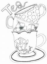 Tea Set Coloring Pages Printable Getcolorings Teapot Color Cups sketch template