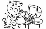 Computer Coloring Pages Peppa Kids sketch template